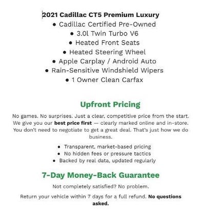 2021 Cadillac CT5 4dr Sdn Premium Luxury