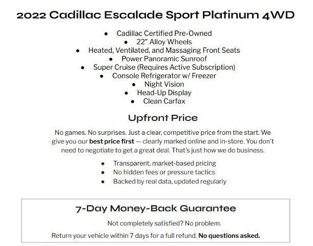 2022 Cadillac Escalade 4WD 4dr Sport Platinum