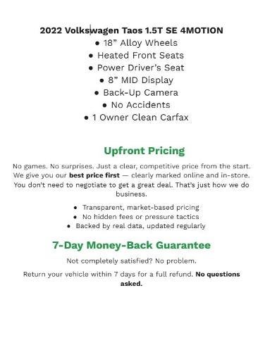 2022 Volkswagen Taos SE 4MOTION