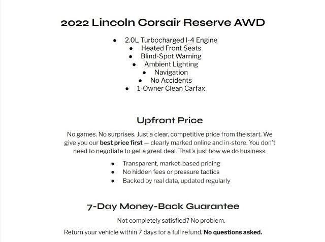 2022 Lincoln Corsair Reserve AWD