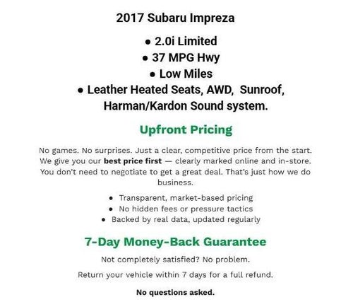 2017 Subaru Impreza 2.0i Limited 5-door CVT