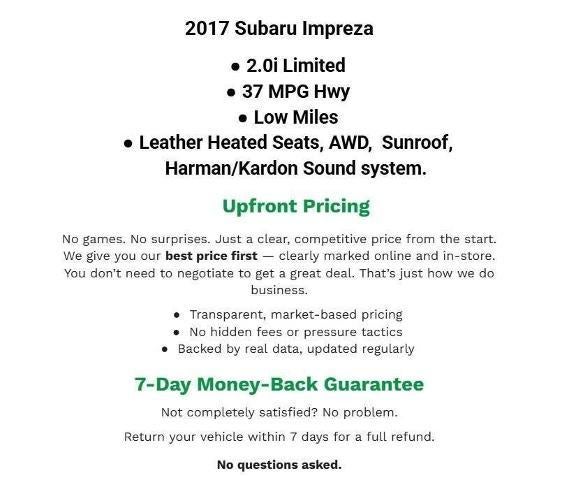 2017 Subaru Impreza 2.0i Limited 5-door CVT