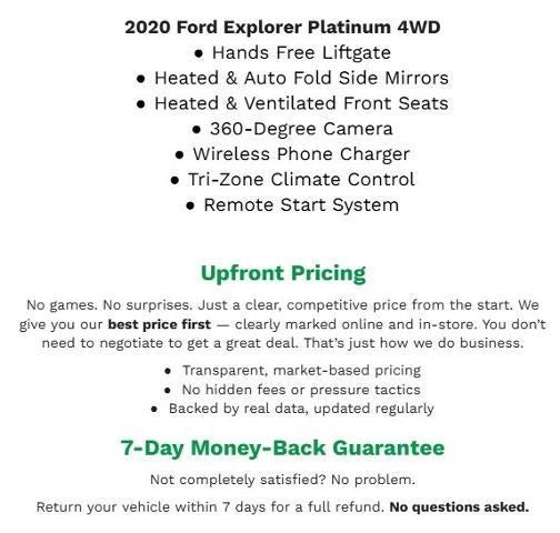 2020 Ford Explorer PLATINUM 4WD **HANDS FREE LIFTGATE**360-DEGREE CAMERA**HEATED & VENTILATED FRONT SEATS**