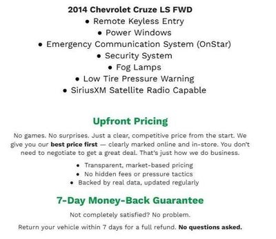 2014 Chevrolet Cruze 4DR SDN AUTO LS **REMOTE KEYLESS ENTRY**POWER WINDOWS**FOG LAMPS**