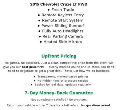 2015 Chevrolet Cruze 4DR SDN AUTO 1LT **REMOTE START SYSTEM**REMOTE KEYLESS ENTRY**BACK UP CAMERA**