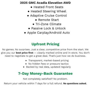 2025 GMC Acadia AWD 4DR ELEVATION **HEATED FRONT SEAT**ADAPTVE CRUISE CONTROL**REMOTE START SYSTEM**