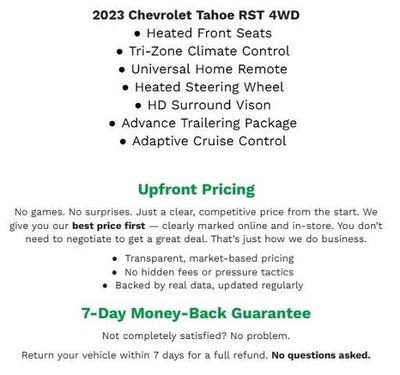 2023 Chevrolet Tahoe 4WD 4DR RST **WIRELESS CHARGING PAD**DRIVER MEMORY SETTINGS**REAR SEAT MEDIA**