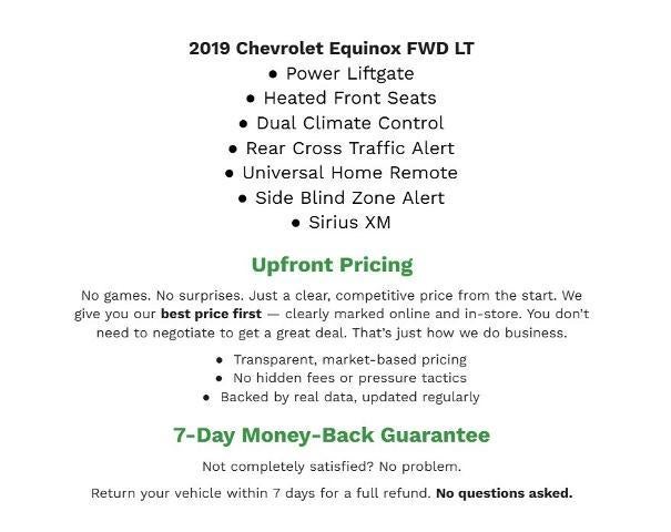 2019 Chevrolet Equinox FWD 4DR LT W/1LT **POWER TAILGATE**HEATED FRONT SEATS**UNIVERSAL HOME REMOTE**