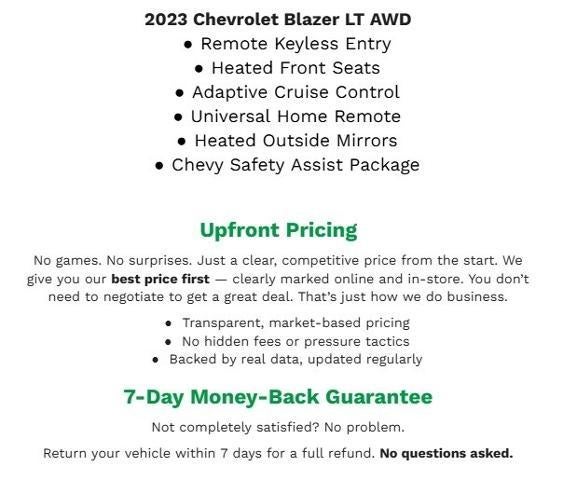 2023 Chevrolet Blazer AWD 4DR LT W/2LT **HEATED FRONT SEATS**APPLE CARPLAY/ ANDROID AUTO**REMOTE KEYLESS ENTRY**