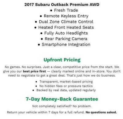 2017 Subaru Outback 2.5I PREMIUM **REMOTE KEYLESS ENTRY**HEATED FRONT SEATS**DUAL ZONE AC**