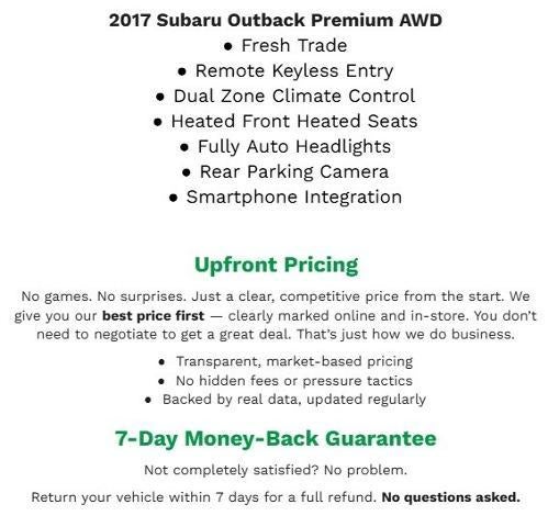 2017 Subaru Outback 2.5I PREMIUM **REMOTE KEYLESS ENTRY**HEATED FRONT SEATS**DUAL ZONE AC**