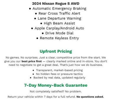 2024 Nissan Rogue AWD S **APPLE CARPLAY/ANDROID AUTO**REMOTE KEYLESS ENTRY**AUTOMATIC EMERGENCY BRAKING**