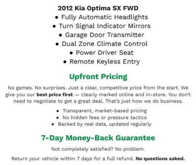 2012 Kia Optima 4dr Sdn 2.0T Auto SX