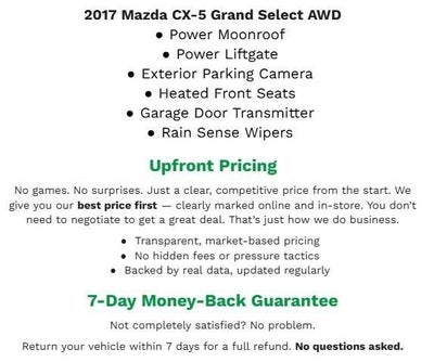 2017 Mazda Mazda CX-5 GRAND SELECT AWD **POWER MOONROOF**POWER LIFTGATE**GARAGE DOOR TRANSMITTER**