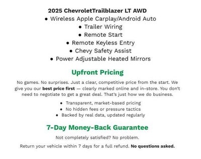 2025 Chevrolet Trailblazer AWD 4DR LT W/2LT **APPLE CARPLAY/ANDROID AUTO**REMOTE START**TRAILER WIRING**