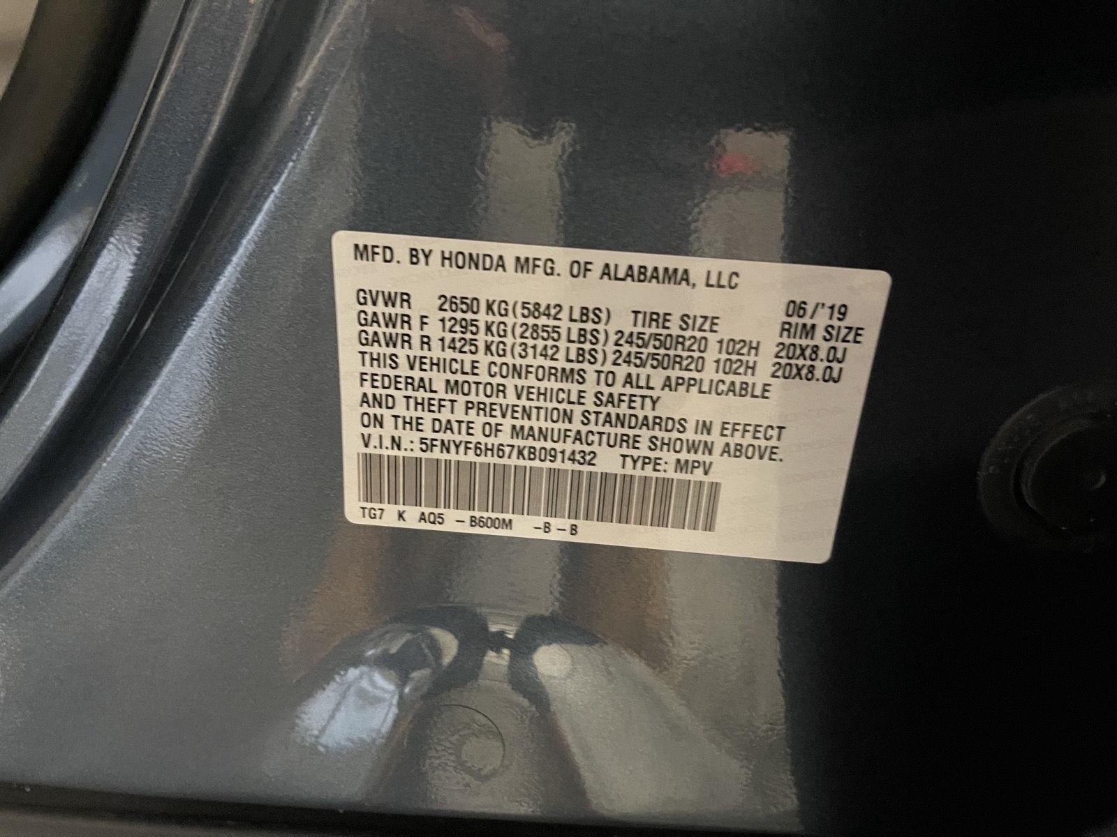 2019 Honda Pilot Touring 7-Passenger AWD