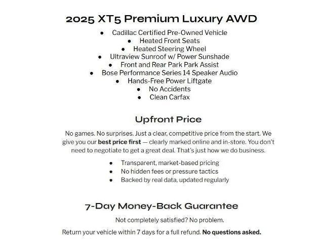 2025 Cadillac XT5 AWD 4dr Premium Luxury